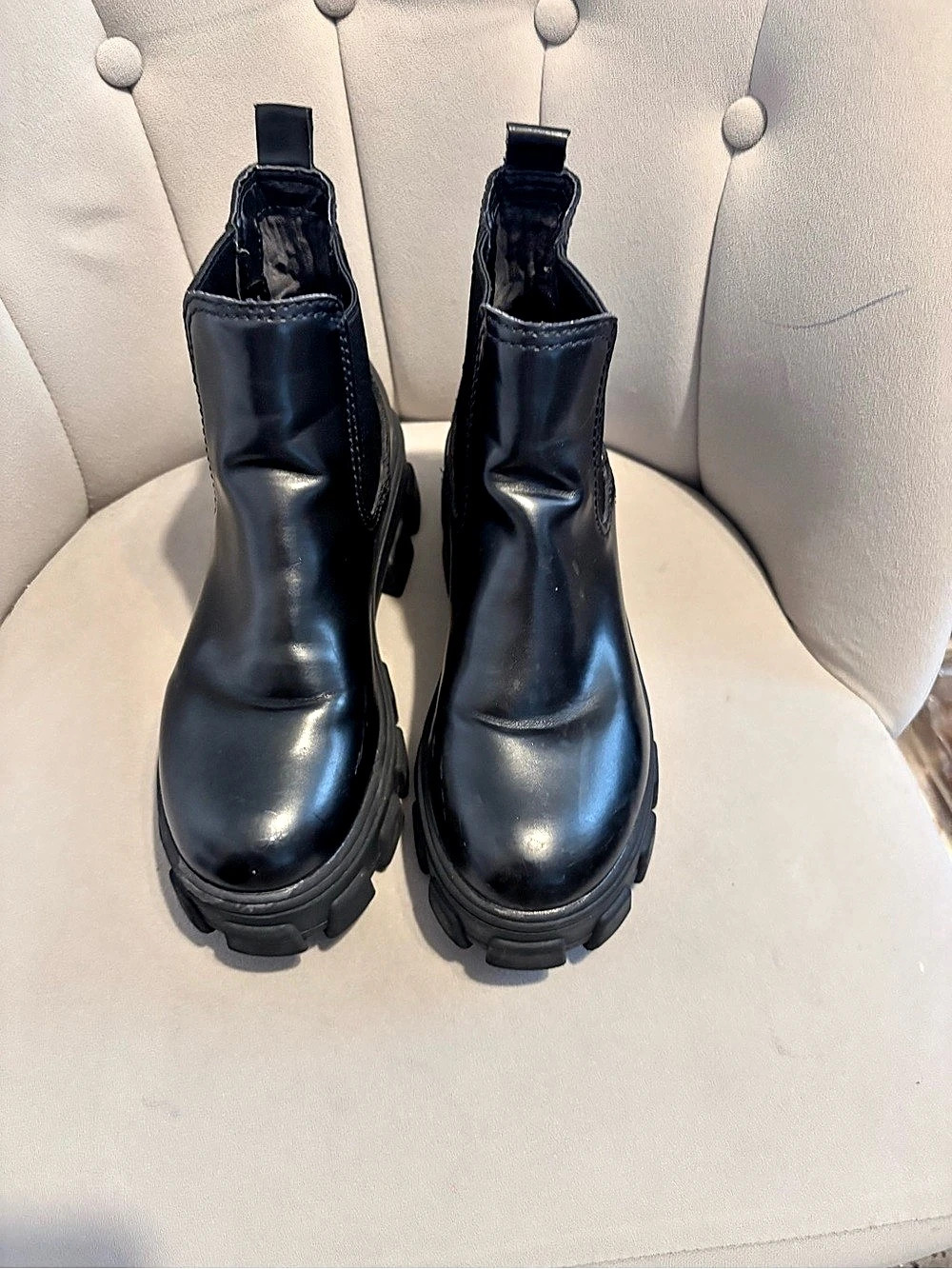 Circus by Sam Edelman Black Lug Sole Ankle Boots